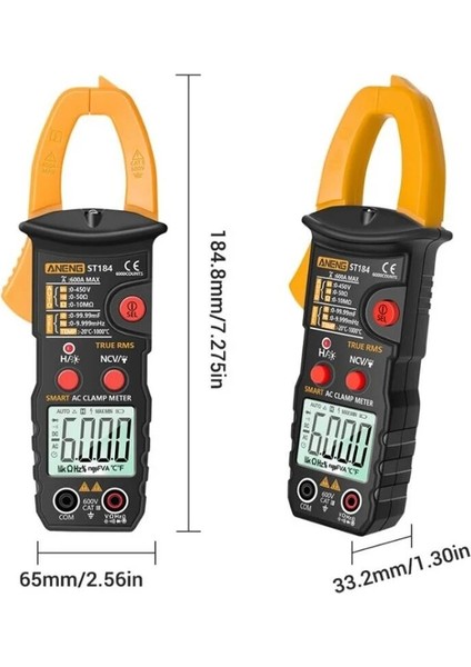 Kırmızı Aneng ST184 Kelepçe Multimetre Dijital Metre 6000 Sayım Profesyonel True Rms Ac/dc Gerilim Akım Test Cihazı Hz Kapasite Ohm (Yurt Dışından) indirimleri