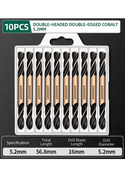 5.2mm 10 Adet Yeşil 3.0-6.0mm Kobalt Kaplamalı Büküm Matkap Ucu Seti Süper Sert Matkap Ucu Ahşap/metal/paslanmaz Çelik Delik Kesici Elektrikli El Aletleri (Yurt Dışından)