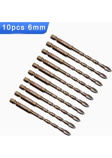 10 Adet 6mm Justınlau 3 ~ 12MM En Iyi Çapraz Altıgen Kiremit Matkap Uçları Seti Cam Seramik Beton Delik Açıcı Tuğla Sert Alaşım Üçgen Bit Araçları (Yurt Dışından)