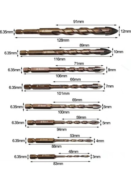 10 Adet 6mm Justınlau 3 ~ 12MM En Iyi Çapraz Altıgen Kiremit Matkap Uçları Seti Cam Seramik Beton Delik Açıcı Tuğla Sert Alaşım Üçgen Bit Araçları (Yurt Dışından) modelleri