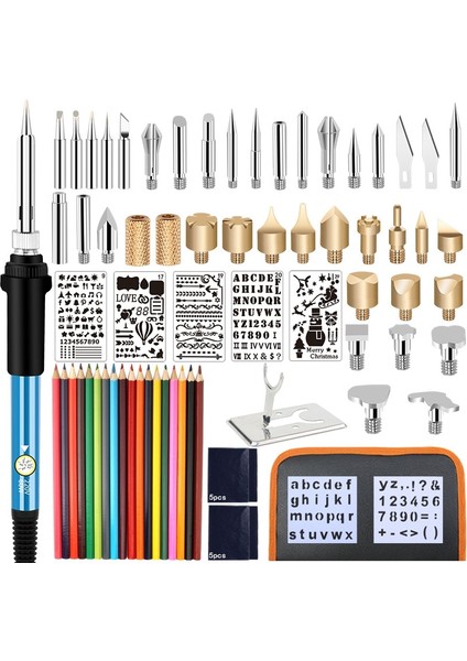 31 In 1 Kit 60W, Ab Elektrikli Havya, Ahşap Yakma Kiti 60W Gravür Kalem Woodburner Saygısız Kelime Kabartma Pyrography Aracı Zanaat Seti (Yurt Dışından)