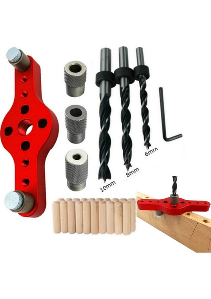 Set E Alaşım Dikey Cep Delik Jig Ağaç Işleme 6/8/10MM Sondaj Bulucu Ahşap Dübelleme Kendinden Merkezleme Matkap Kılavuz Seti Delik Zımba (Yurt Dışından)