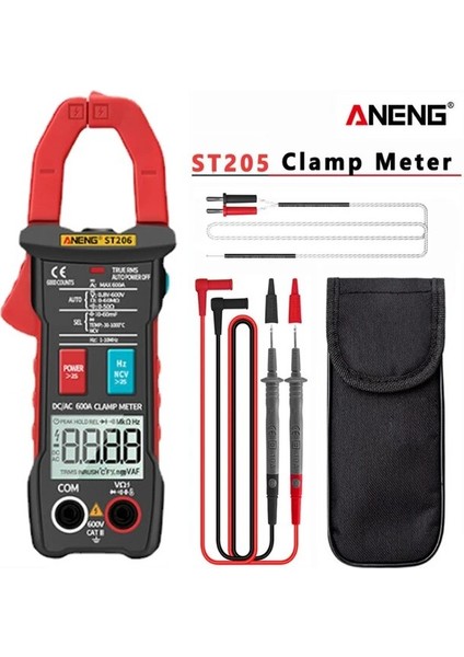 Kırmızı Aneng ST205 Dijital Multimetre Pens Metre Otomatik Aralığı Akıllı Ampermetre Voltmetre Hz Kapasite Ohm Ncv Sıcaklık Test Cihazı ile (Yurt Dışından)