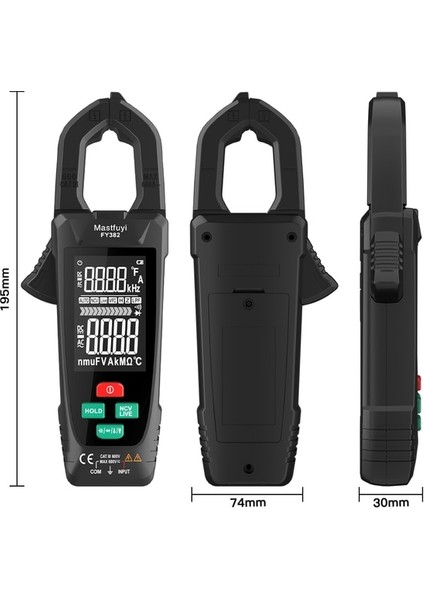 Siyah FY382 Dijital Pens Metre 9999 Sayımlar Dc/ac Voltmetre Otomatik Düzeltme Pense Ampermetre Kapasite Test Cihazı Nvc Multimetre (Yurt Dışından)