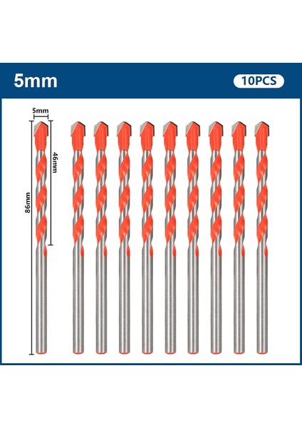 10 Adet 5mm Xcan Matkap Ucu Çok Fonksiyonlu Üçgen Matkap Seramik Karo, Beton, Duvar, Metal Ahşap Delme Delik Kesici Cam Matkap Ucu (Yurt Dışından)