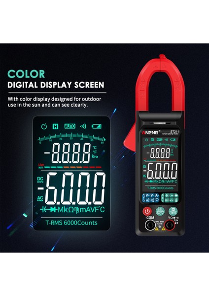 Siyah ST211 Dijital Pens Metre Multimetre 6000 Sayım Ac/dc Voltmetre Ampermetre Gerilim Akım Pense Amp Hz Ncv Ohm Otomatik Aralığı Test Cihazı (Yurt Dışından)