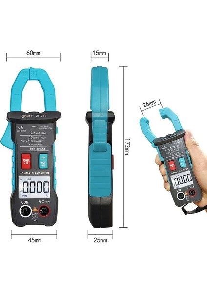 Zt-Qb1 Bsıde Zt-Qb1 Dijital Pens Metre Multimetre 600A Akım True Rms Akıllı Pense Ampermetre Dc/ac Gerilim Direnci Ncv Hz Test Cihazı (Yurt Dışından) modelleri