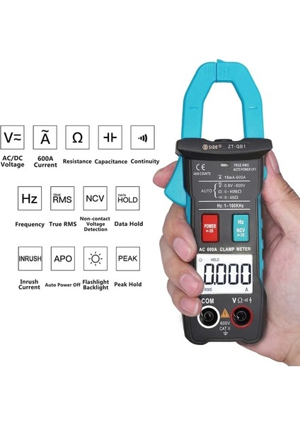 Zt-Qb1 Bsıde Zt-Qb1 Dijital Pens Metre Multimetre 600A Akım True Rms Akıllı Pense Ampermetre Dc/ac Gerilim Direnci Ncv Hz Test Cihazı (Yurt Dışından) fırsatları