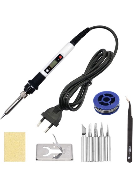 Set-5 110V Us Plug 80W Ayarlanabilir Sıcaklık Elektrikli Havya Demir Ucu ile Lehim Sökme Pompası Seramik Isı LCD Weldingtool Aksesuarları (Yurt Dışından) fiyatları