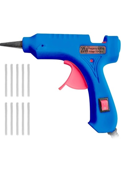 Mavi 20W, Abd 20W Sıcak Tutkal Tabancası ile 7mm 10 Adet Tutkal Çubukları Mini Endüstriyel Tabancalar Isı Sıcaklığı Termo Elektrikli Dıy Onarım Aracı (Yurt Dışından)