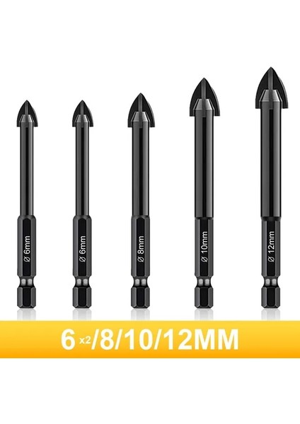 5 Adet Altıgen Dört Tarafı Kesme Keskin Aşınmaya Dayanıklı Karbür Bit Çapraz Altıgen Matkap Setleri Cam Seramik Karo Seramik Beton Sondajı (Yurt Dışından)