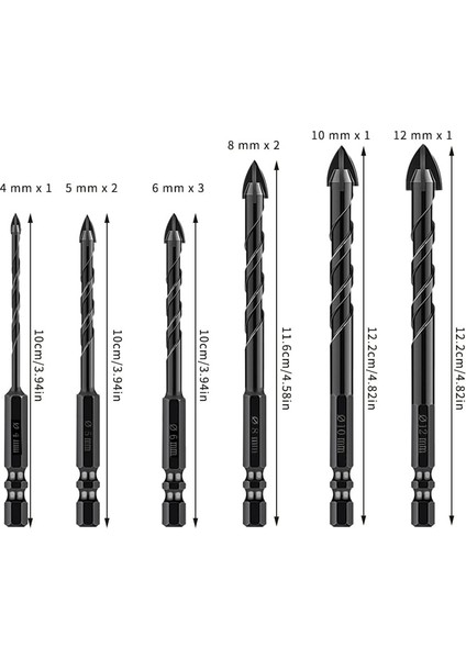B-6-8-10MM 3-12MM Çapraz Hex Kiremit Matkap Uçları Seti Cam Seramik Beton Delik Açıcı Tuğla Sert Alaşım Üçgen Bit Beton Matkap Uçları (Yurt Dışından) fırsatları