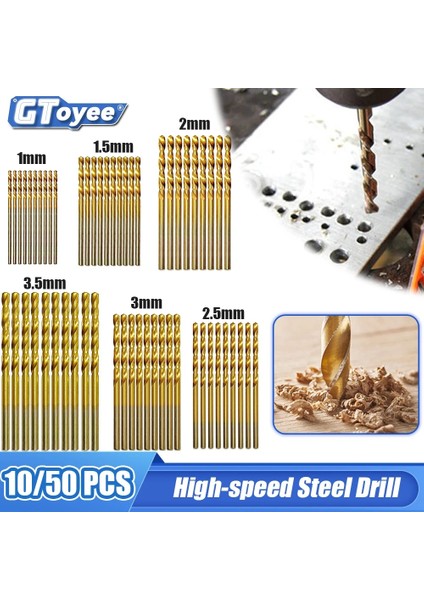 10 Adet 1.5mmdrill Bit 10/50 Adet Yüksek Hız Çeliği Büküm Matkap Ucu Profesyonel Titanyum Kaplamalı Matkap Ucu Araçları Kaliteli Elektrikli El Aletleri 1/1.5/2/2.5/3/3.5mm (Yurt Dışından) fiyatları