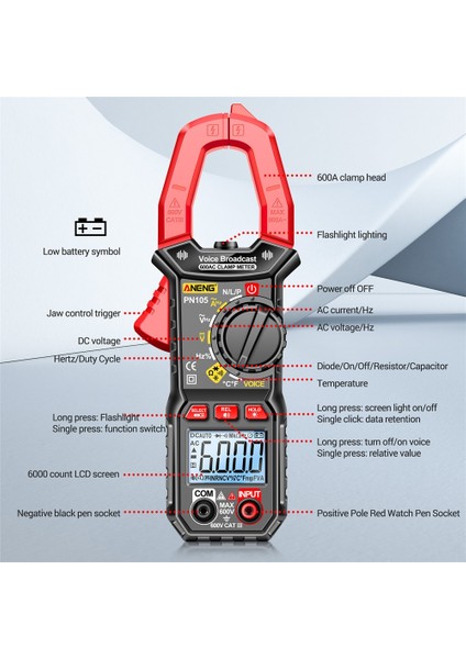 PN105 PN103 PN104 PN105 Dijital Pens Metre Ac/dc Akım Profesyonel Multimetre 6000 Sayım True Rms Test Cihazı Otomatik Aralığı Voltmetre (Yurt Dışından) fırsatları