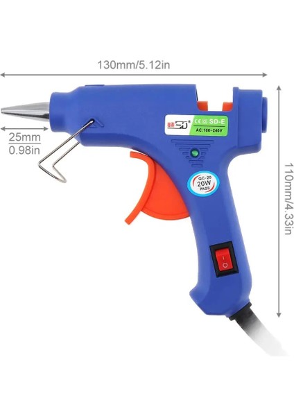 Mavi Ab Sıcak Eriyik Tutkal Tabancası 7mm Tutkal Çubukları 20 W Endüstriyel Mini Silahlar Termo Elektrikli Isı Sıcaklığı Onarım Aracı Dıy (Yurt Dışından) fırsatları