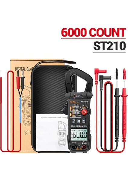 ST210 6000 Sayım Aneng ST210 Profesyonel Pens Metre 6000 Sayım True Rms Dc/ac 600A Elektrikli Araçlar Için Dijital Multimetre Kelepçe Akım Test Cihazı (Yurt Dışından)