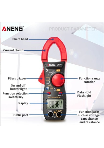 ST185 Siyah Gerilim Test Cihazı 500A Ac Akım Ac/dc 1999 Sayım Hz Kapasite Ncv Ohm Diyot Test Cihazı Aneng ST170 Pens Metre Dijital Multimetre (Yurt Dışından) fiyatları