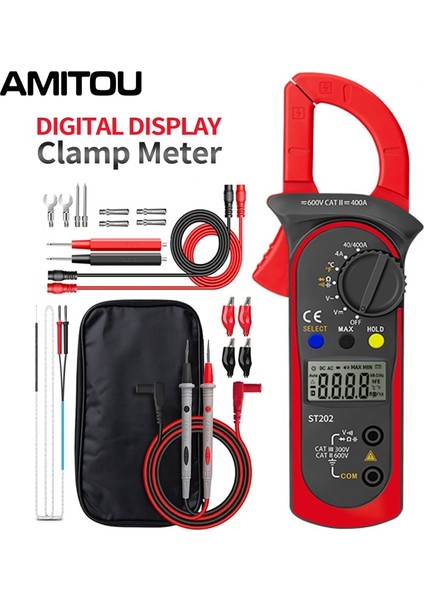 ST202 Kırmızı Amıtou ST202 Dijital Profesyonel Multimetre Kelepçe Gerilim Göstergesi Ampermetre Amperometrik Pens Metre Araçları Elektrikçi Için (Yurt Dışından) fiyatları