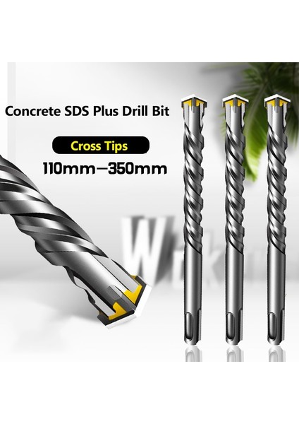 Yuvarlak Sap 12X200 1 Adet Beton Sds Plus Matkap Ucu Çapraz Uçlar 4 Kesiciler 110MM 150 200 350MM500MM Duvar Tuğla Blok Elektrikli Çekiç Duvar Delme Uçları (Yurt Dışından)