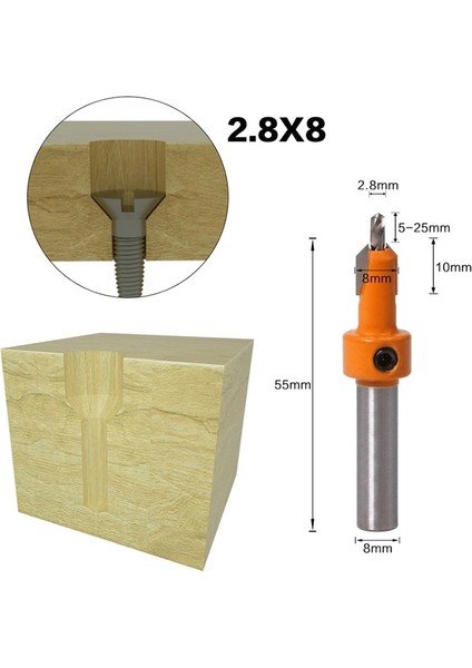 2.8MMX8MM 8mm Shank Hss Ağaç Işleme Havşa Yönlendirici Bit Seti Vida Extractor Remon Yıkım Ahşap Freze Kesici (Yurt Dışından)