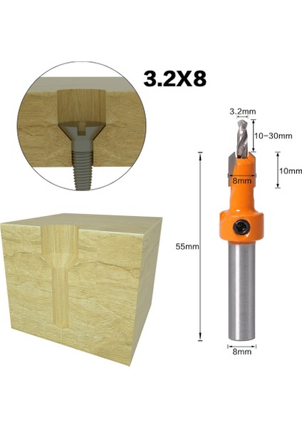 2.8MMX8MM 8mm Shank Hss Ağaç Işleme Havşa Yönlendirici Bit Seti Vida Extractor Remon Yıkım Ahşap Freze Kesici (Yurt Dışından)