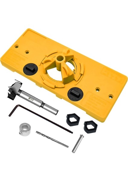 Sarı Set Gizli 35 mm Fincan Tarzı Menteşe Jig Sondaj Delik Matkap Kılavuzu + Forstner Bit Ahşap Kesici Marangoz Ağaç Işleme Dıy Araçları (Yurt Dışından)