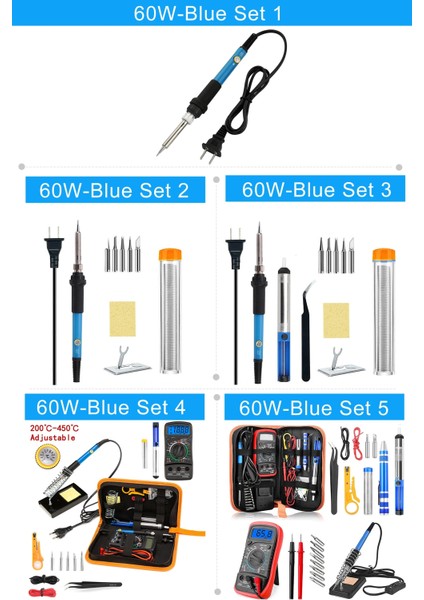 60W-SIYAH Set 4 220V-AB Tak 60W Elektrikli Havya Seti Seti Dijital Sıcaklık Ayarlanabilir Kaynak Aleti Demir Uçlu Lehim Tenekesi Tamir Araçları (Yurt Dışından) modelleri