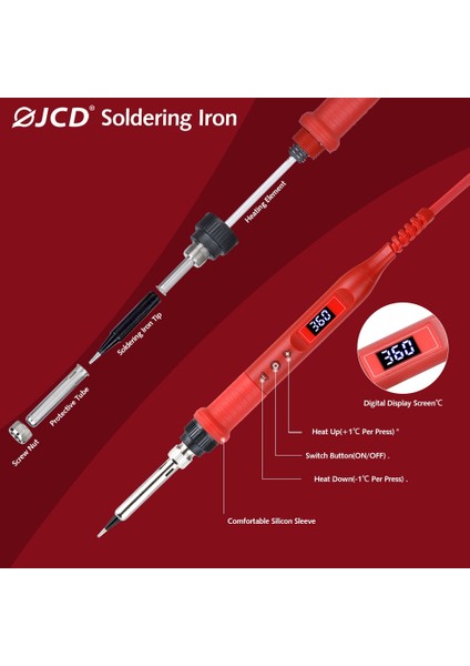 820-RED Us Jcd 80W Havya 908U Güncelleme Çok Fonksiyonlu Düğme Ayarlanabilir Sıcaklık Lehimleme Istasyonu LCD Aydınlatma Ekran Demir 908 (Yurt Dışından)