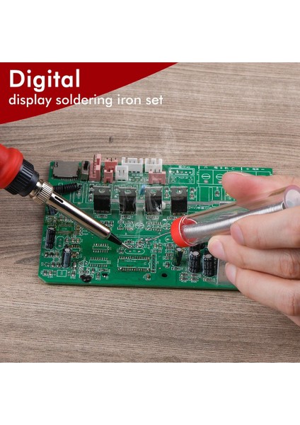 820-RED Us Jcd 80W Havya 908U Güncelleme Çok Fonksiyonlu Düğme Ayarlanabilir Sıcaklık Lehimleme Istasyonu LCD Aydınlatma Ekran Demir 908 (Yurt Dışından)
