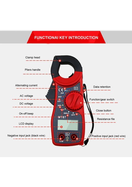 Kırmızı Dijital Kelepçe Akım Ölçerler Mini Multimetre Ac/dc Gerilim Test Cihazı Akım Direnci Transistör Testi Çoklu Güç Ölçer (Yurt Dışından) modelleri