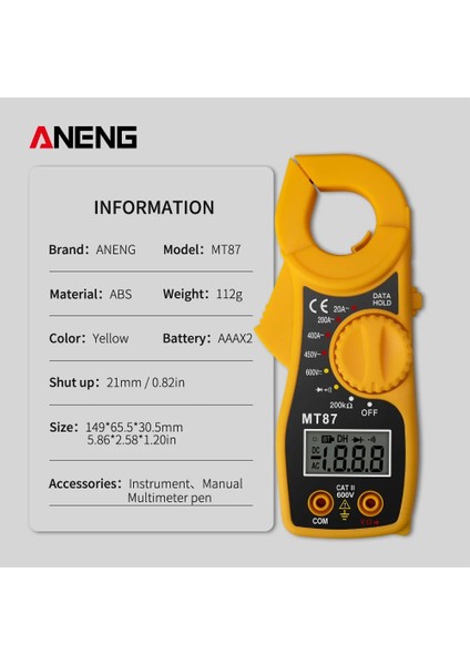 Mavi MT87 Dijital Pens Metre Multimetre Ac/dc Ampermetre Voltmetre LCD Direnç Çoklu Test Pens Metre (Yurt Dışından) fırsatları