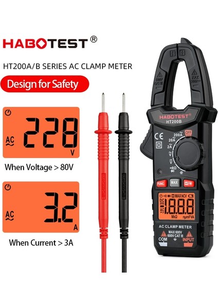HT200B Habotest 2000 Sayım Dijital Pens Metre HT200A Ac Akım Multimetre Ampermetre Gerilim Test Cihazı Araba Amp Hz Kapasite Ncv Ohm Aracı (Yurt Dışından) fırsatları