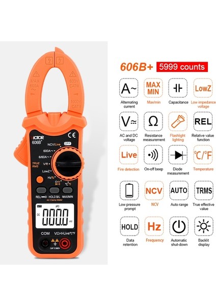 606B Plus Victor 606+ Dijital Pens Metre True Rms Dc/ac Multimetre Ampermetre Gerilim Test Cihazı Araba Hz Kapasite Ncv Ohm Pinza Amperimetrica (Yurt Dışından)