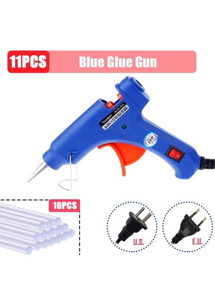 Blue-10 Tutkal Çubukları Abd 20W Sıcak Tutkal Tabancası Ev Dıy Mini Endüstriyel Tabancalar Isı Sıcaklığı Termo Elektrikli Tamir El Aleti 7mm Tutkal Çubukları ile (Yurt Dışından)