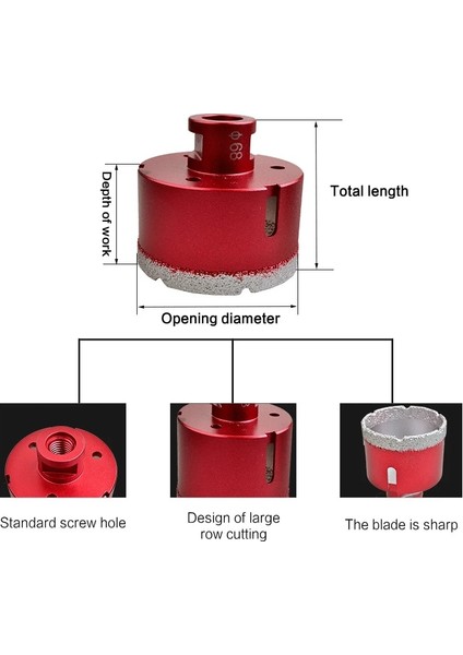25MM M14 Konu Bağlantısı Vakum Lehimli Elmas Delme Çekirdek Uçları Porselen Karo Matkap Uçları Mermer Taş Duvar Delik Testere (Yurt Dışından) modelleri