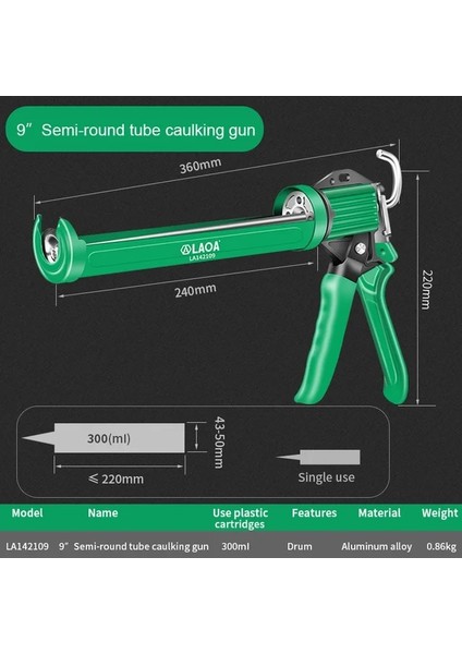 LA142109 Laoa Profesyonel Cam Derz Dolgu Tabancası Ev Işgücü Tasarrufu Sağlayan Derz Dolgu Tabancası Manuel Tutkal Tabancası Dönen 360° (Yurt Dışından)