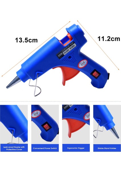 Mavi 20 W Sıcak Eriyik Tutkal Tabancası 7mm Tutkal Çubukları Diy Mini Isı Sıcaklığı Onarım Aracı Endüstriyel Termo (Yurt Dışından) fiyatları