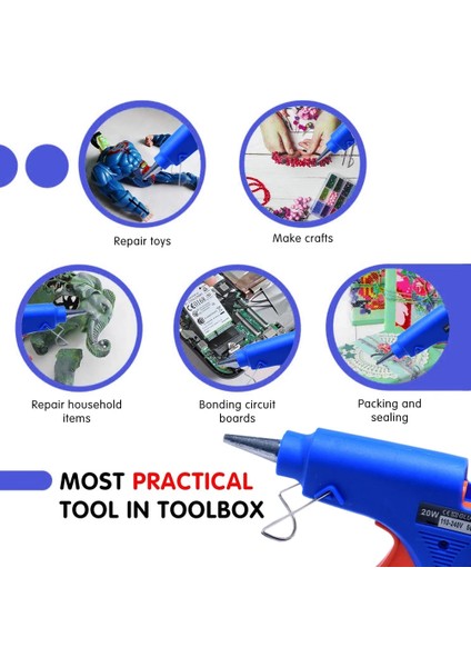 Mavi 20 W Sıcak Eriyik Tutkal Tabancası 7mm Tutkal Çubukları Diy Mini Isı Sıcaklığı Onarım Aracı Endüstriyel Termo (Yurt Dışından) indirimleri