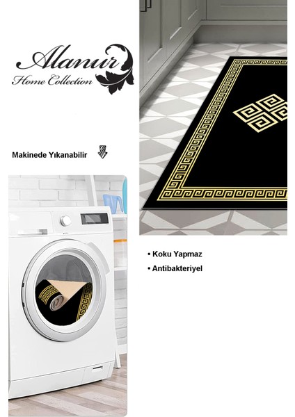 Dijital Mutfak Halısı Yıldız Deri Kaymaz Taban Modern Kathryn Gold modelleri