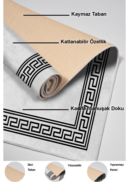 Dijital Mutfak Halısı Yıldız Deri Kaymaz Taban Modern Cassietta Antrasit