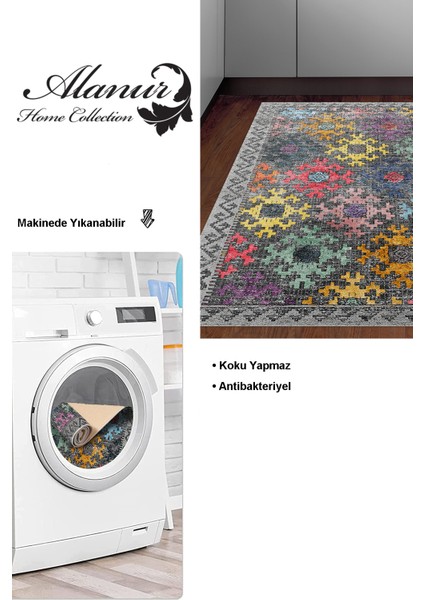 Dijital Mutfak Halısı Yıldız Deri Kaymaz Taban Iskandinav Leesa Renkli