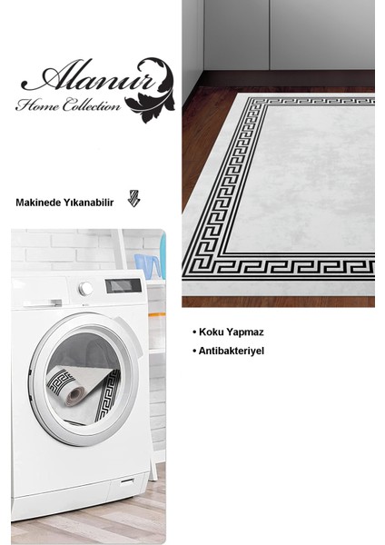 Dijital Mutfak Halısı Trend Keçe Kaymaz Taban Modern Cassietta Antrasit modelleri