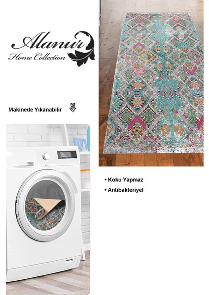 Dijital Mutfak Halısı Yıldız Deri Kaymaz Taban Iskandinav Keona Renkli modelleri