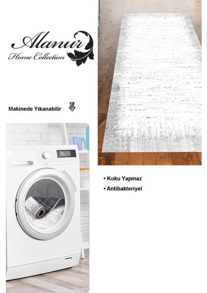 Dijital Mutfak Halısı Star Pamuk Kaymaz Taban Modern Evelina Gri modelleri