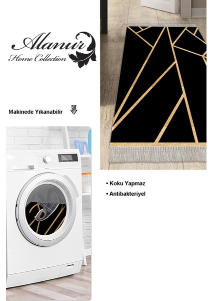 Dijital Mutfak Halısı Star Pamuk Kaymaz Taban Saçaklı Modern Maud Gold modelleri