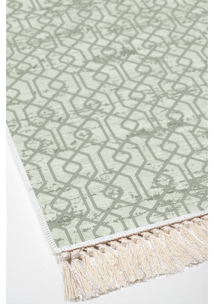 Dijital Mutfak Halısı Yıldız Deri Kaymaz Taban Saçaklı Modern Eliana Yeşil fırsatları