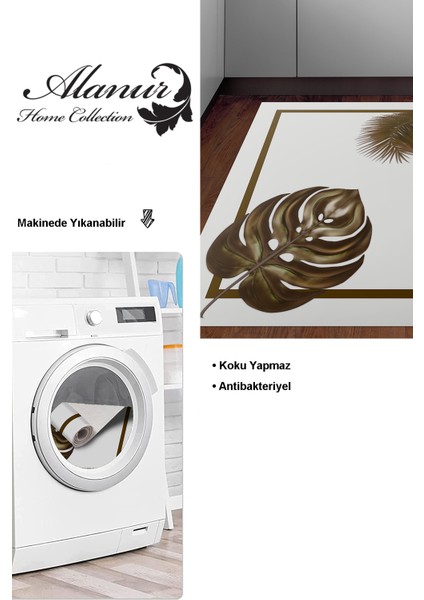 Dijital Mutfak Halısı Trend Keçe Kaymaz Taban Modern Alys Krem modelleri