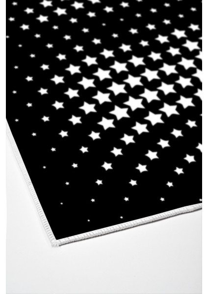 Dijital Mutfak Halısı Yıldız Deri Kaymaz Taban Modern Willow Siyah fırsatları