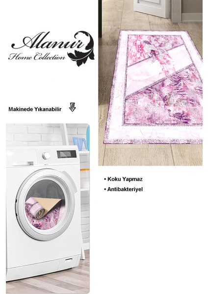 Dijital Mutfak Halısı Yıldız Deri Kaymaz Taban Modern Kristalena Pudra