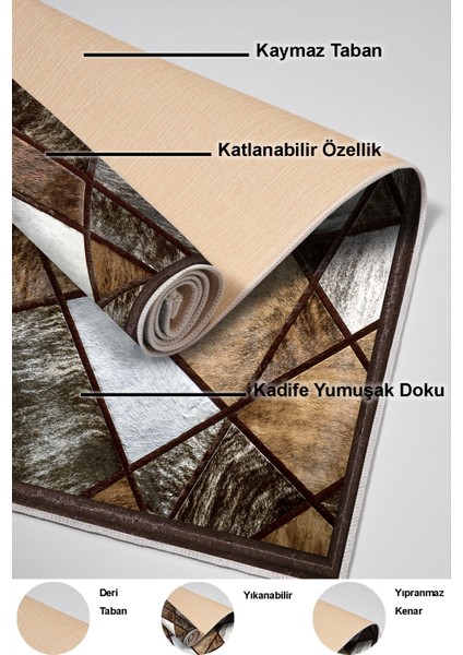 Dijital Mutfak Halısı Yıldız Deri Kaymaz Taban Modern Janice Gri Kahve indirimleri